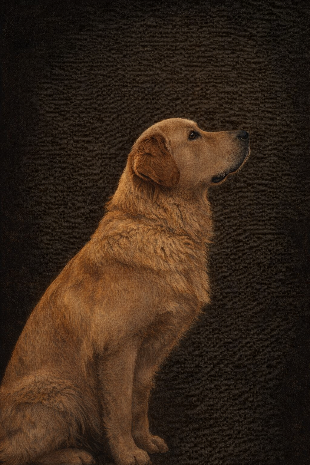 After — Mercy-reviewed oil painting of Golden Retriever in the Old Masters tradition